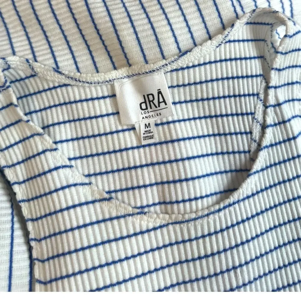 dRA Los Angeles Blue and White Striped Midi Dress - Size Med